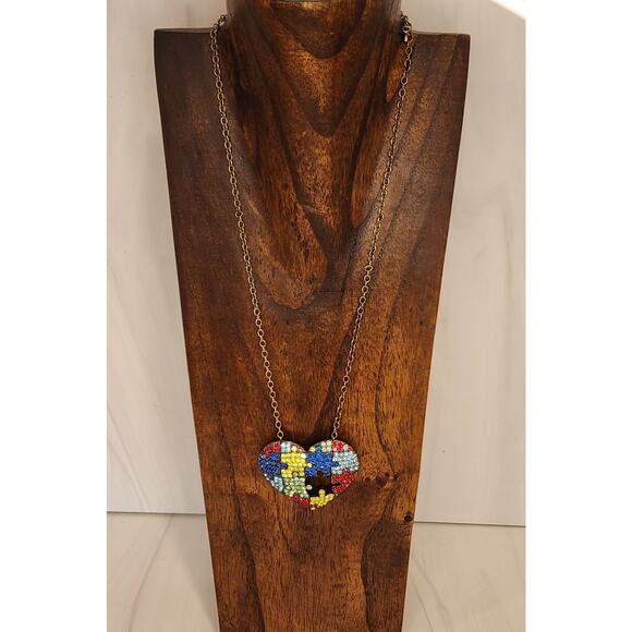 Missing Puzzle Piece Colorful Sparkly Rhinestone Convertible Necklace to Brooch - Picture 7 of 7